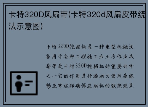 卡特320D风扇带(卡特320d风扇皮带绕法示意图)